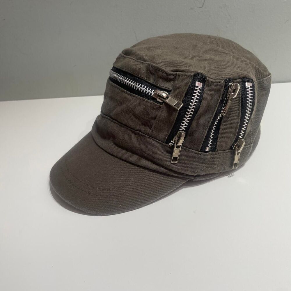 Y2K Zipper Hat Olive Green Britney Spears Vibes